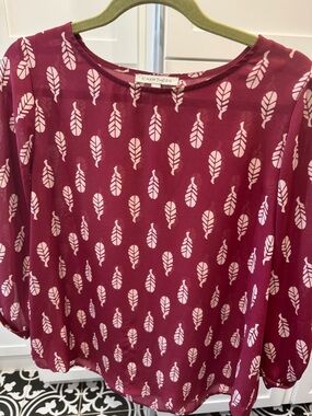 41 Hawthorn Maroon Feather-Print Blouse